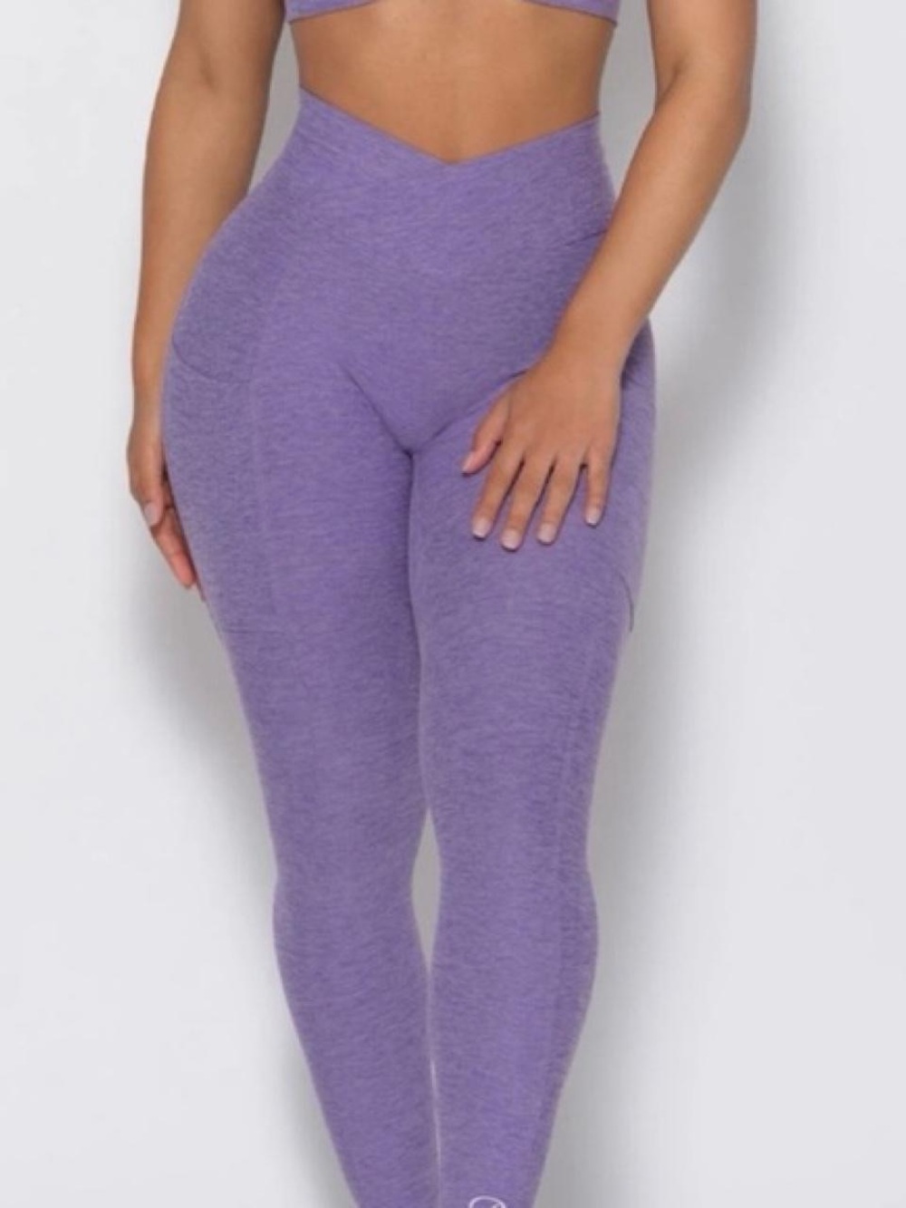 Bombshell sportswear tiny waist High-Waist V-Cut Leggings - Purple SIZE XS